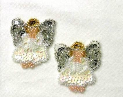 E868pr Religious Angel Sequin Beaded Appliques 1.75"