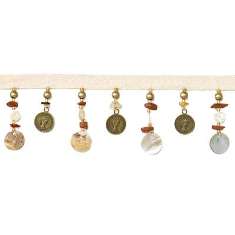 P6048 Home Decor Coin & Shell Beaded Fringe Trim Pre-Cut 36"