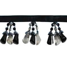 P6050 Tri-Slant Black Fringe Beaded Trim Pre-Cut 36"