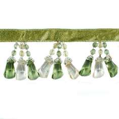 P6050 Tri-Slant Green Multi Fringe Beaded Trim Pre-Cut 36"