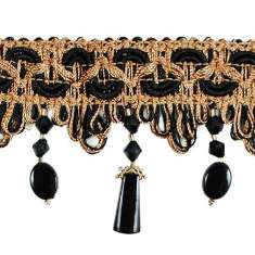 P6056 Black Beaded Home Decor Trim / Upholstery