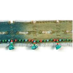 P6062 Denim Beaded Fringe Trim Pre-Cut 36"