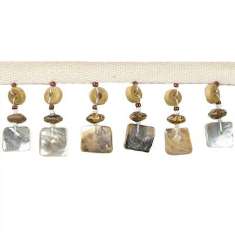 P6063 Home Decor SeaShell Beaded Fringe Trim Pre-Cut 36"