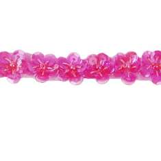 P6093 Floral Beaded Sequin Trim for Sewing & Crafts Fuchsia Pre-Cut 36"