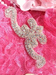 STS13 Forever Yours Silver Beaded Crystal Rhinestone Applique