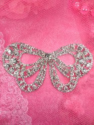 STS148 Bridal Bow Butterfly Crystal Rhinestone Applique Embellishment 5.25"