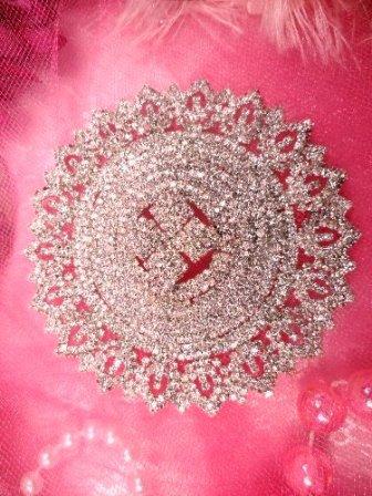 STS26 Silver Beaded Rhinestone Applique 3.5"