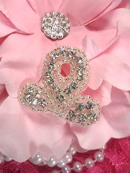 STS8 Hugs Silver Beaded Crystal Rhinestone Applique