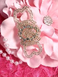 STS9  Silver Beaded Crystal Rhinestone Applique