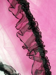 T1000 Black Sparkle Stretch Sheer Lace Trim 2"