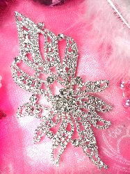 TS104  Silver Crystal Rhinestone Applique Embellishment 6.5"