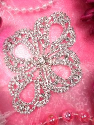 TS105  Silver Crystal Rhinestone Applique Embellishment 4.5"