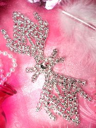 TS107 Silver Crystal Rhinestone Applique Embellishment 6.5"