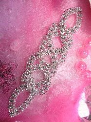 TS115 Silver Crystal Clear Rhinestone Applique Embellishment 5"