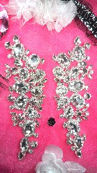 TS133X Crystal Clear Rhinestone Applique Embellishments Mirror Pair 8"