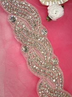 TS3 Wave & Rhinestones Silver Beaded Crystal Clear Rhinestone Trim