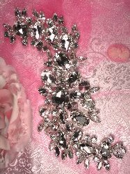 TS77 Silver Crystal Clear Rhinestone Applique Embellishment 9"
