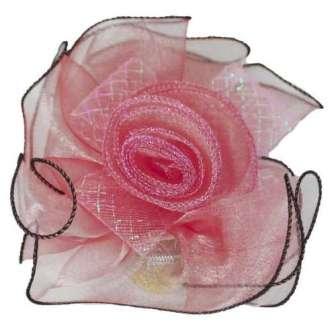 EL6224  Pink Floral Tieback Clip 7"