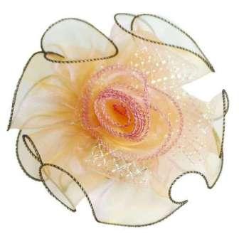 EL6224  Salmon Floral Tieback Clip 7"