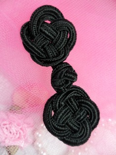 W37 Black Frog Button Closure 2.75"