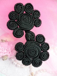 W41 Black Frog Button Closure 3"