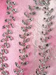 XR115 Silver Crystal Clear Rhinestone Leaf Vine Trim