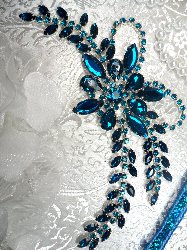 XR127 Turquoise Crystal Rhinestone Applique "Bryanna" Embellishment 7.5"