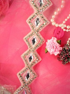 XR54 Crystal Clear Diamond Rhinestone Beaded Trim