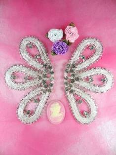 XR95 Butterfly Bling Crystal Rhinestone Appliques Mirror Pair 5.75"