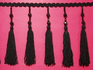 BT6 Black Fringe Beaded Trim 4.75"