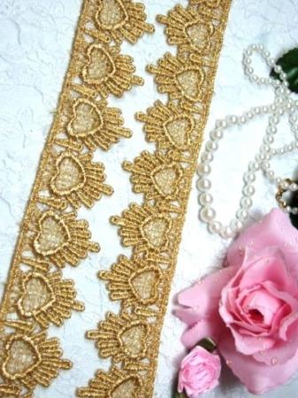 C124  Metallic Gold Venice Lace Victorian Sewing Trim 1.75"