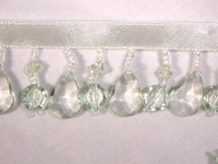C49  Mint Green Beaded Fringe Trim 1.25"