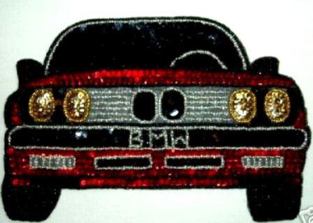 K9255  BMW Car Sequin Beaded Applique 8.5"