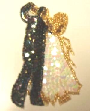 E1206 Dancing Couple Sequin Beaded Applique 4.5"