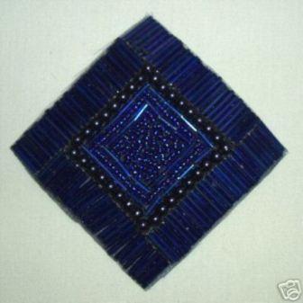 K8629  Blue Diamond Square 3.25" Beaded Applique