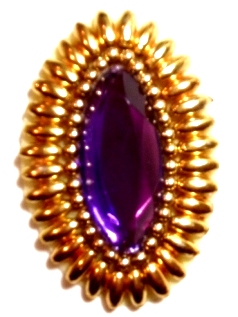 LC131 Purple Diamond Jewel Beaded Applique 2.25"
