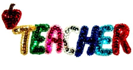 LC327  Teacher Sequin Beaded Applique 6.5"