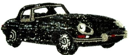 LC35 Black Corvette Car Sequin Beaded Applique 9.75"