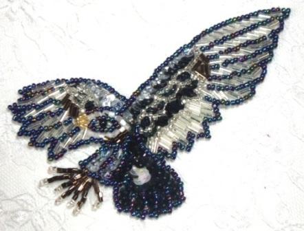 LC515  Eagle Sequin Beaded Applique 4.5"