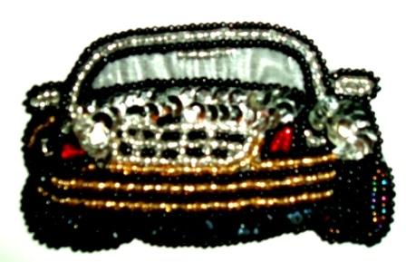 LC84 Silver Car Sequin Beaded Applique