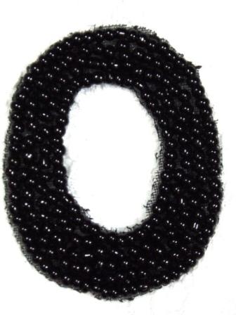 K1  Black Beaded Letter ( O ) Applique  1.75"