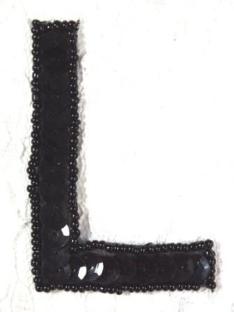 K2  Black Sequin Letter ( L ) Applique  2.75"