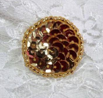 0274A  Gold Round Dot Circle Sequin Beaded Applique 1"