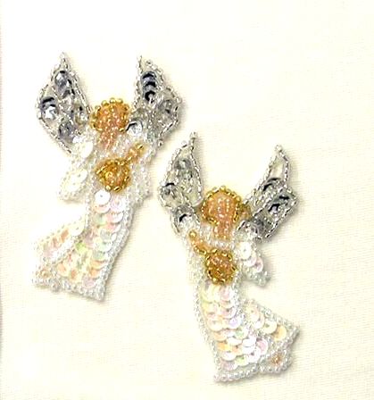 E594 pr Religious  Angel Sequin Beaded Appliques 2.5"