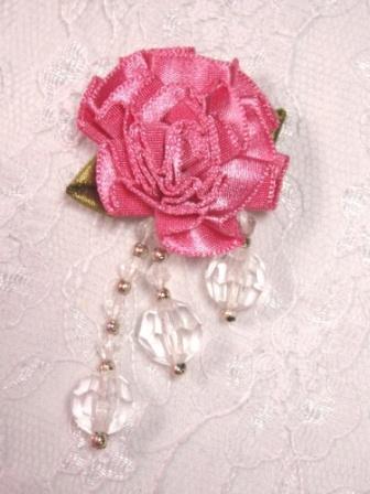 VD20  Black Floral Dangle Beaded Applique 2.5"