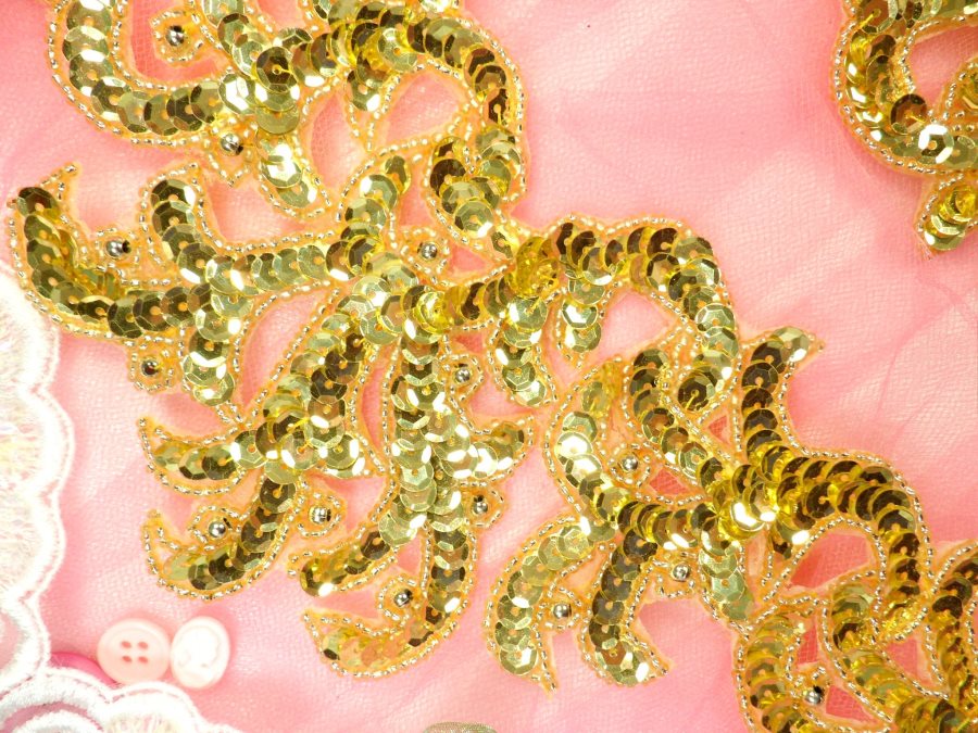 Sequin Appliques Gold Dance Costumes