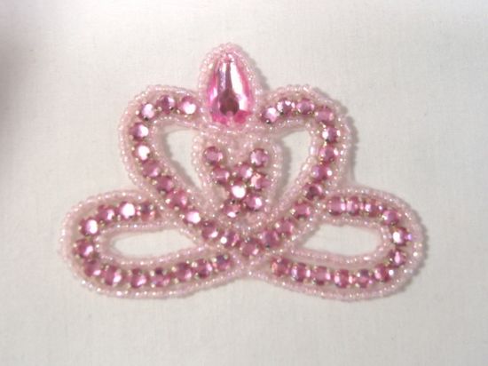 0025  Pink Crown Jewel Rhinestone Beaded  Applique 3