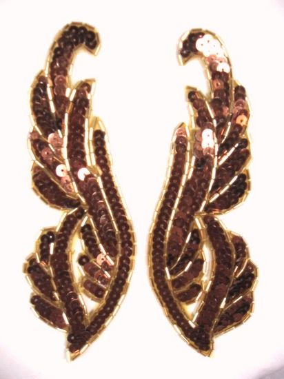 0033 Bronze Mirror Pair Sequin Beaded Appliques 6.25