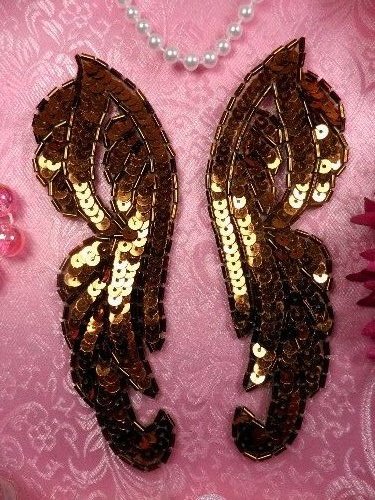 0033 Appliques Bronze Mirror Pair Sequin Beaded 6.25