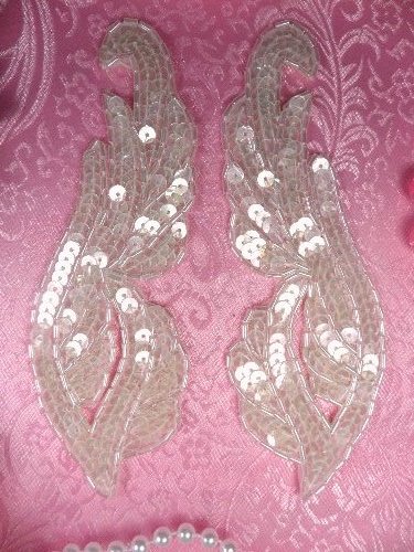 0033 Appliques Crystal Mirror Pair Sequin Beaded 6.25